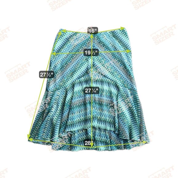 New York Co Y2K Slip Skirt Womens L Green Chevron Knit Flare Hem Pull On Vintage - Picture 2 of 6
